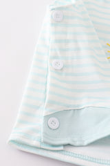 Blue stripe sailboat applique boy bloomer set