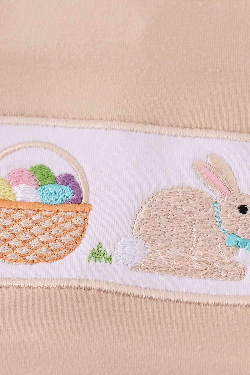 Green bunny embroidery boy set