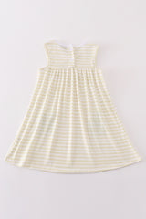 Easter stripe bunny embroidery girl dress