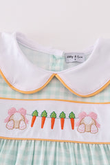 Easter bunny embroidery girl gingham dress