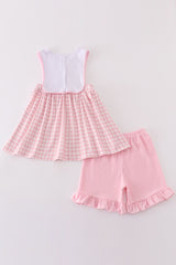 Pink farm embroidery girl set