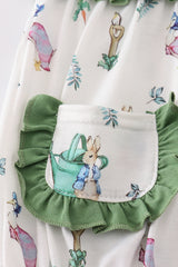 Easter bunny print girl ruffle bubble