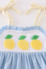 Blue lemon french knot girl dress