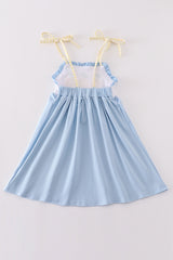 Blue lemon french knot girl dress