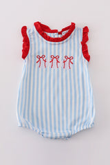 Blue stripe baseball embroidery girl bubble