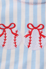 Blue stripe baseball embroidery girl bubble