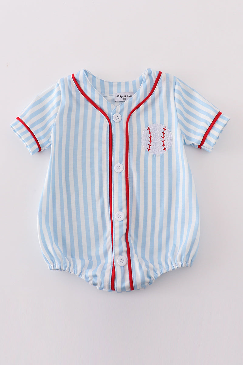 Blue stripe baseball embroidery boy bubble