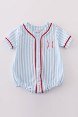 Blue stripe baseball embroidery boy bubble