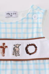 Blue easter cross sheep embroidery boy jonjon