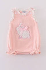 Pink easter bunny applique girl bubble