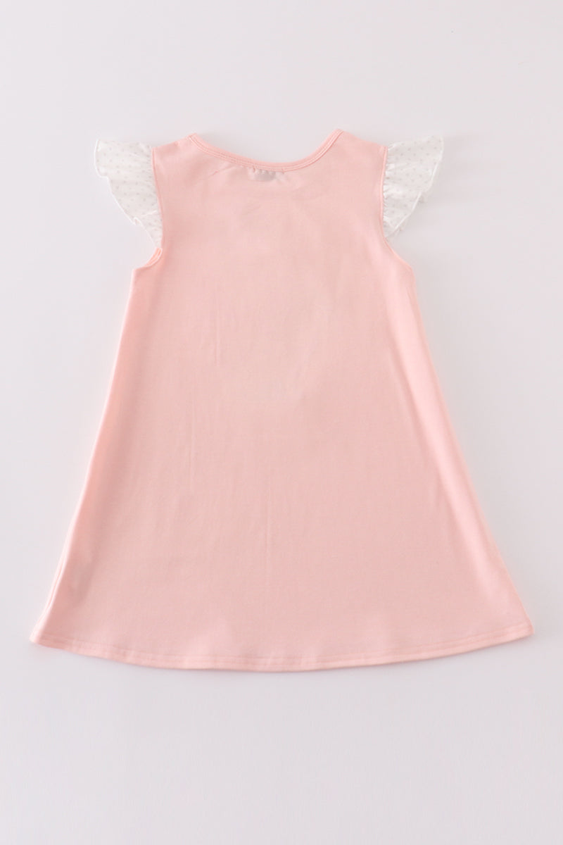 Pink easter bunny applique girl dress