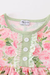 Pink blossom charm print girl set