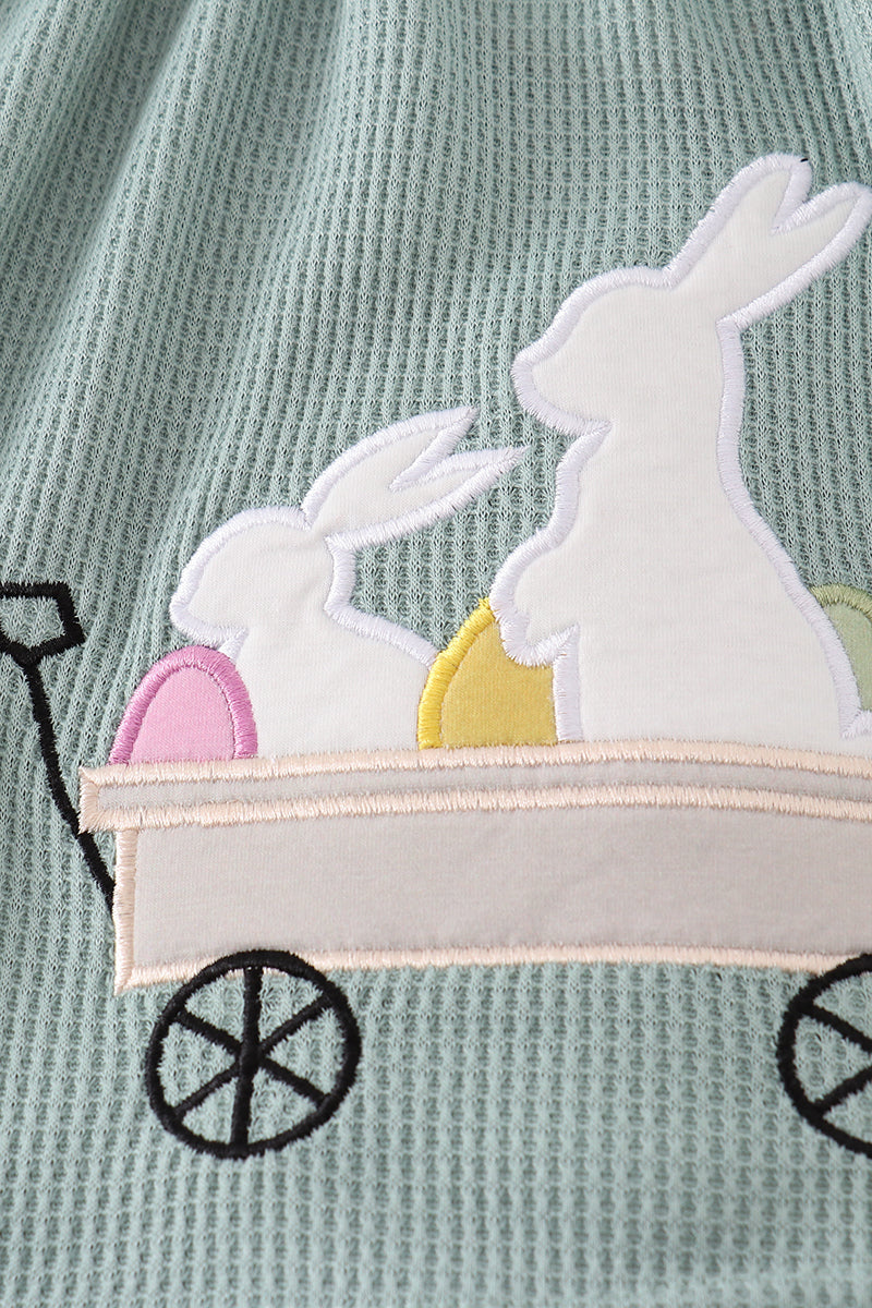 Easter waffle bunny applique girl bloomer set