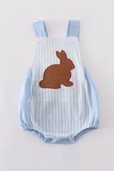 Blue easter bunny applique stripe boy bubble