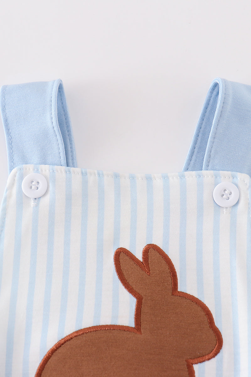 Blue easter bunny applique stripe boy bubble