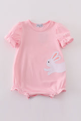 Pink easter bunny applique girl bubble