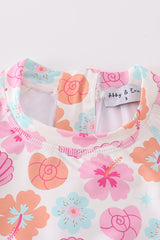 Seaside blooms print girl swimsuit