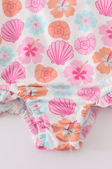 Seaside blooms print girl swimsuit