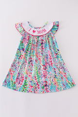 Confetti bloom I love mom embroidery girl dress