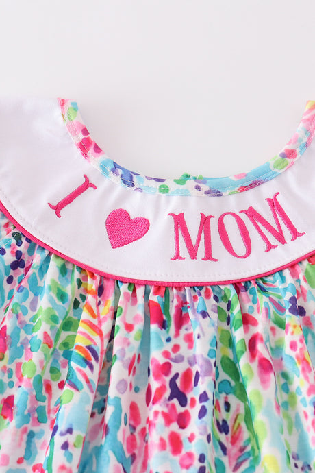 Confetti bloom I love mom embroidery girl set