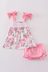 Pink floral MAMA'S embroidery bloomer set