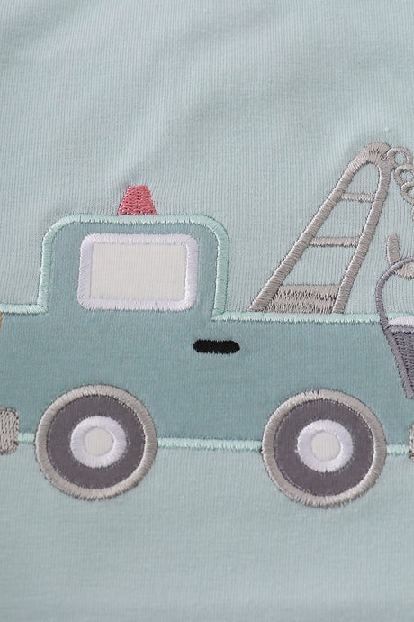 Blue crane truck applique bubble