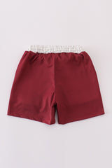 Maroon elephant embroidery swim trunks