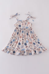 Blue ocean breeze shells print mom&me dress