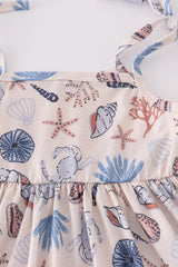 Blue ocean breeze shells print mom&me dress