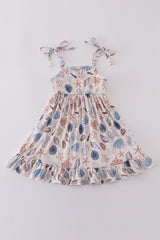 Blue ocean breeze shells print mom&me dress