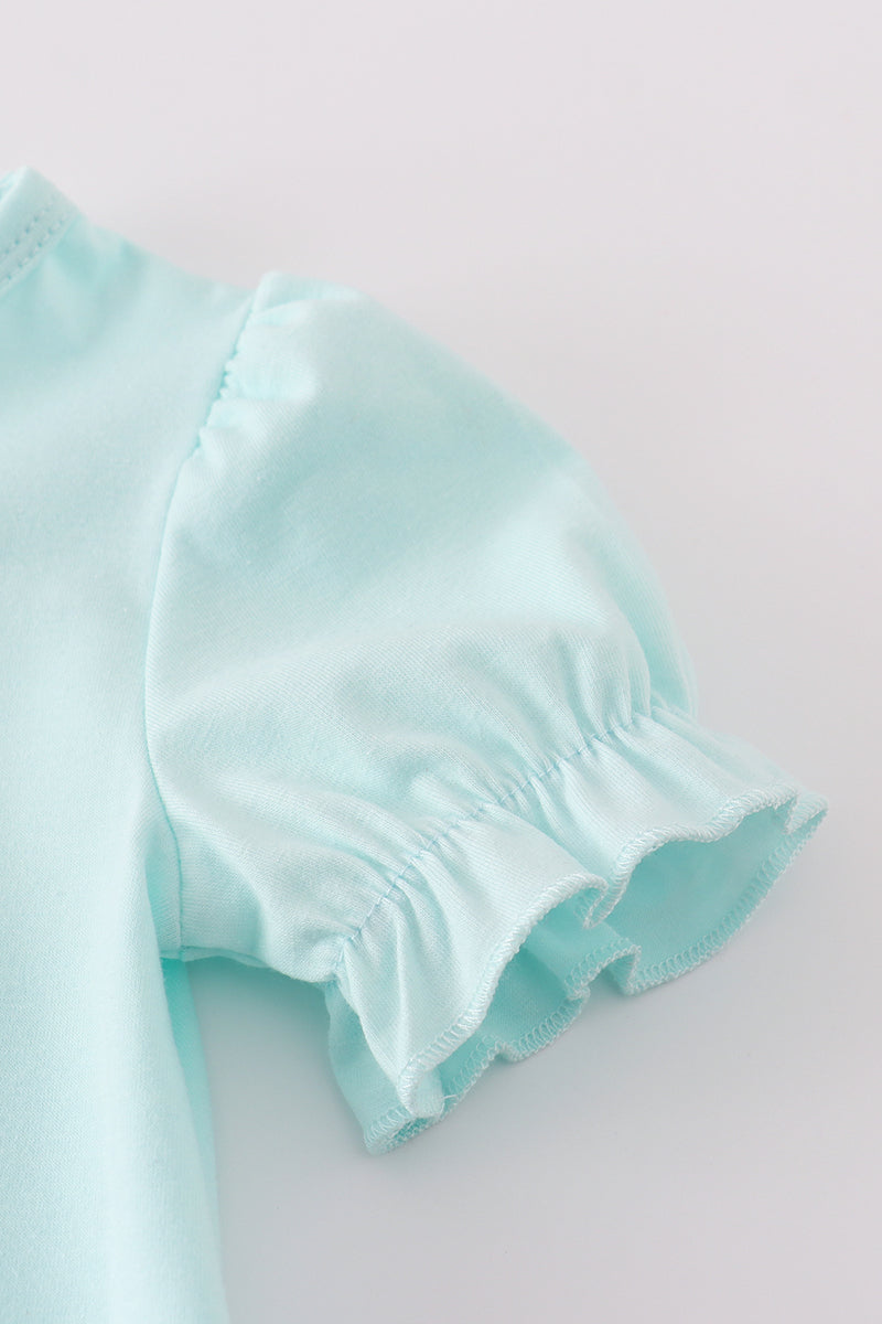 Blue farm embroidery bloomer set