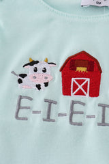 Blue farm embroidery bloomer set