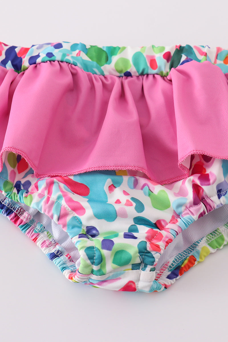 Rainbow garden print 2pc swimsuit