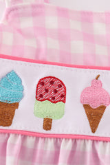 Pink ice cream embroidery gingham bubble