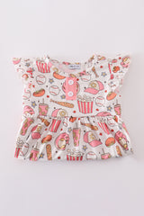 Pink baseball print girl dress