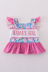 Blue blossom charm MAMA'S GIRL embroidery one-piece swimsuit