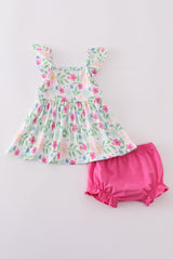 Meadow delight print girl bloomer set