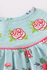 Rosebud bliss print smocked girl bloomer set