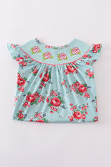 Rosebud bliss print smocked girl dress