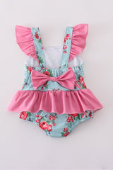 Rosebud bliss print smocked girl one-piece swimsuit