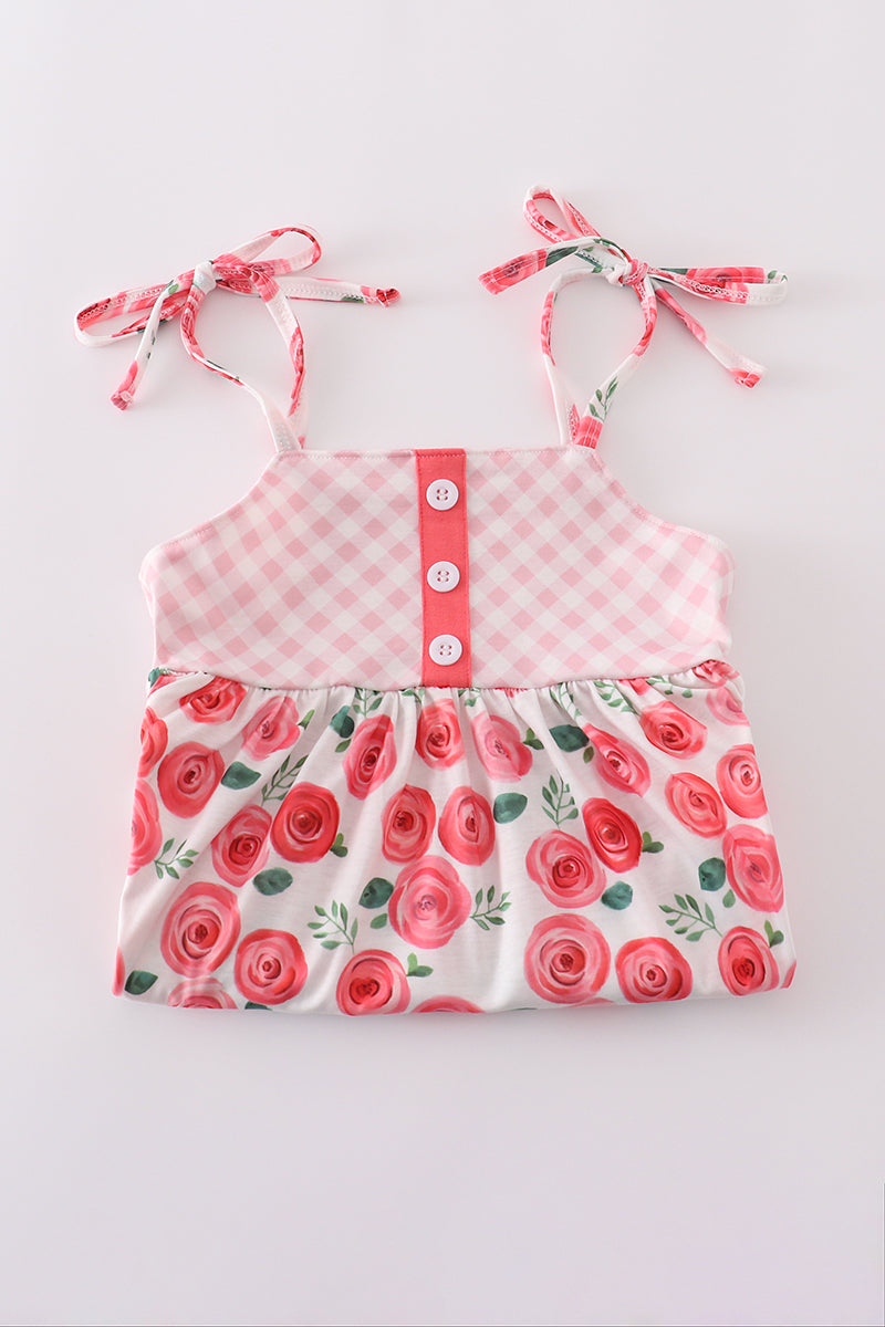 Pink floral print girl set