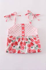 Pink floral print girl set