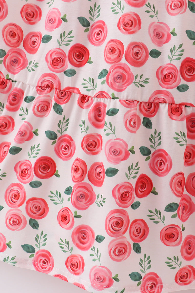 Pink floral print mom dress