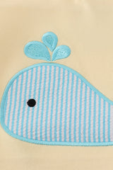 Yellow whale applique boy set