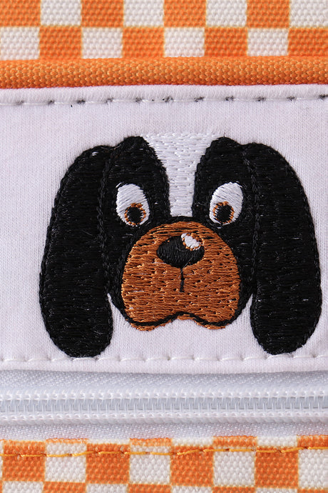 Tennessee orange plaid print dogs embroider boy schoolbag