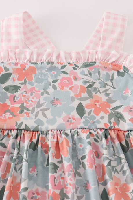 Green garden bloom ruffle dress