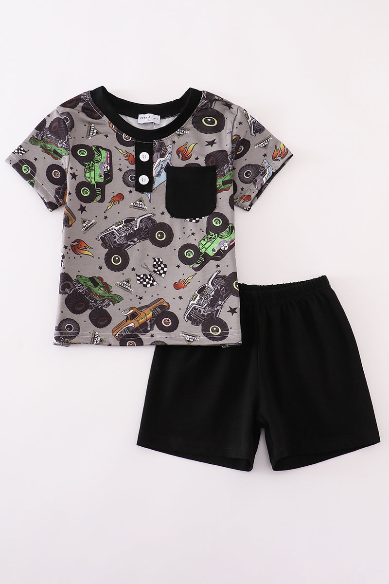 Monster print shorts set