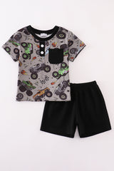 Monster print shorts set