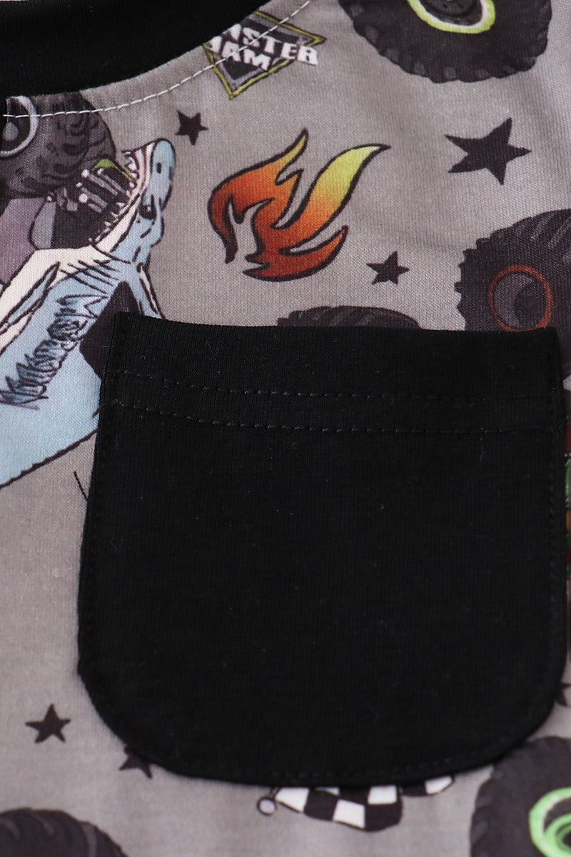 Monster print shorts set