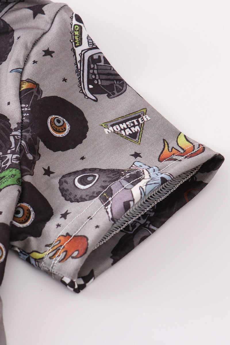 Monster print shorts set